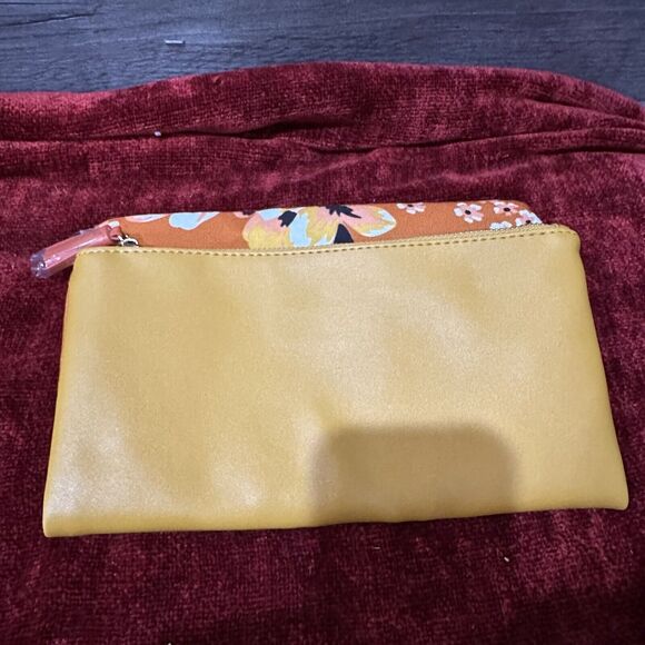 Anthropology Rachel Pally Fold Over Clutch Purse Orange Yellow Floral Reversable - Picture 7 of 10